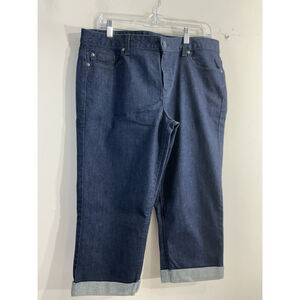 Womans Calvin Klein Jeans Capri Shorts 32/14 Blue Denim Cuff